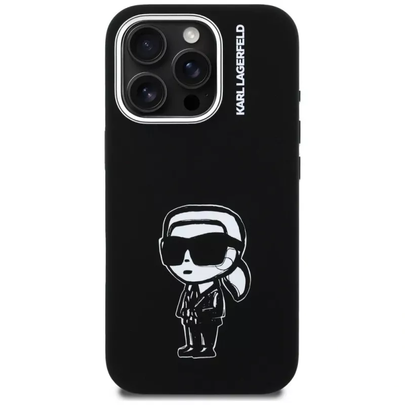KARL LAGERFELD funda de silicona Karl Sketch MagSafe para Apple iPhone 16 Pro, negro