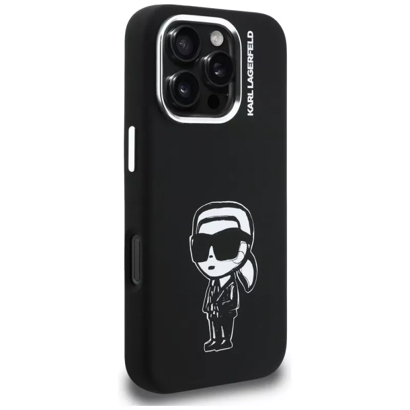 KARL LAGERFELD funda de silicona Karl Sketch MagSafe para Apple iPhone 16 Pro, negro
