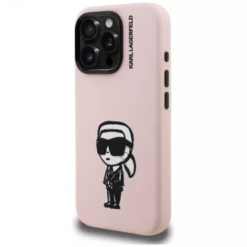 KARL LAGERFELD funda de silicona Karl Sketch MagSafe para iPhone 16 Pro rosa