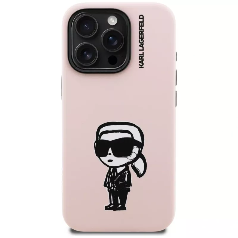 KARL LAGERFELD funda de silicona Karl Sketch MagSafe para iPhone 16 Pro Max rosa