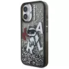 KARL LAGERFELD funda Liquid Glitter Choupette Logo para iPhone 16, negro