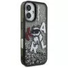 KARL LAGERFELD funda Liquid Glitter Choupette Logo para iPhone 16, negro