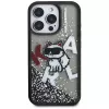 KARL LAGERFELD funda Liquid Glitter Choupette Logo para iPhone 16 Pro, negro