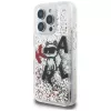 KARL LAGERFELD funda Liquid Glitter Choupette Logo para iPhone 16 Pro, transparente