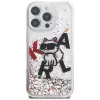 KARL LAGERFELD funda Liquid Glitter Choupette Logo para iPhone 16 Pro, transparente