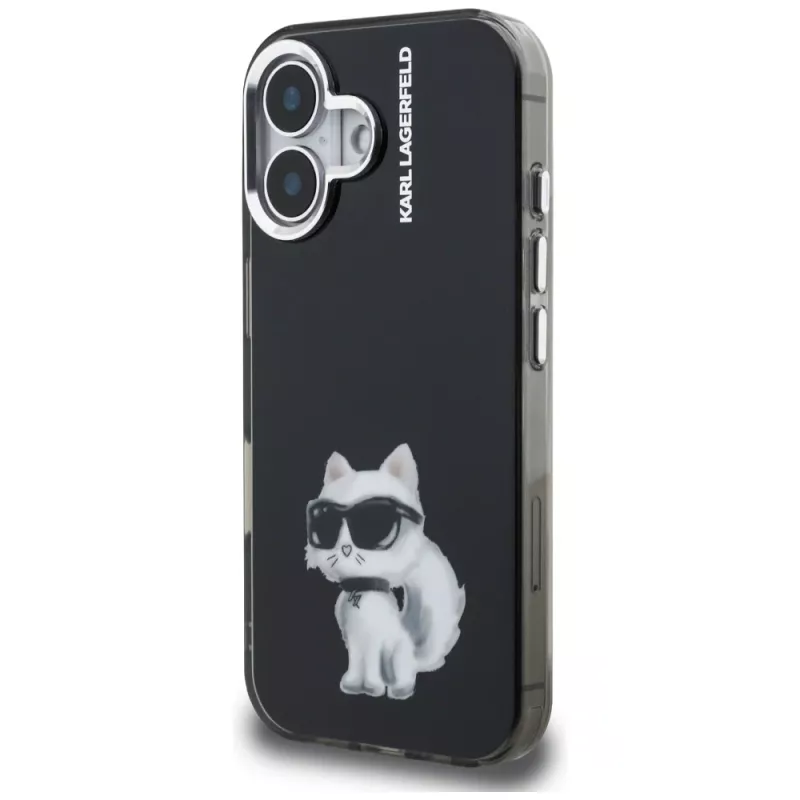 Karl Lagerfeld funda IML Aquarelle Choupette & Logo para iPhone 16, negro