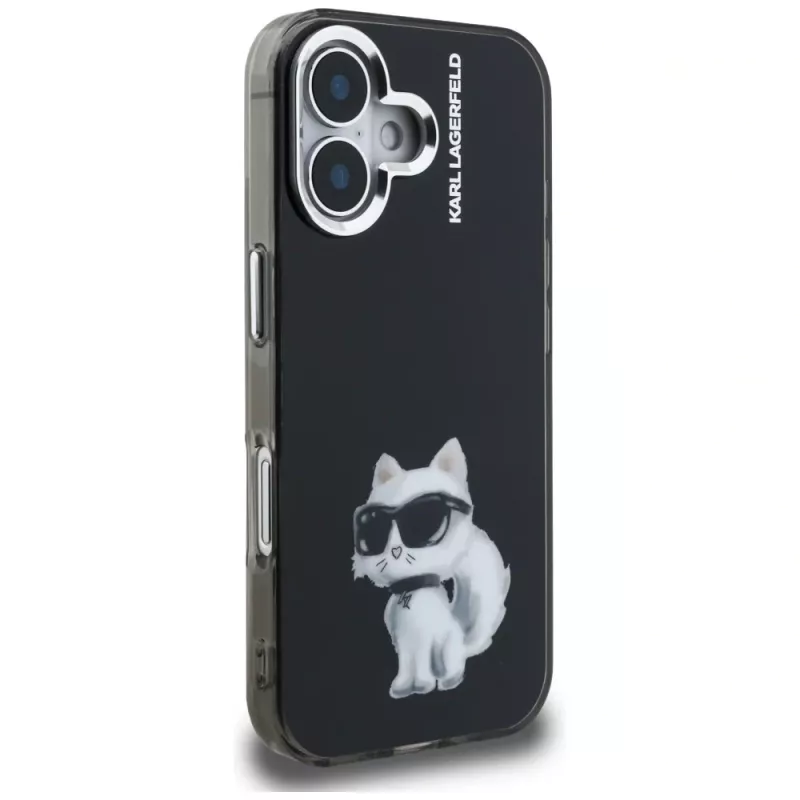 Karl Lagerfeld funda IML Aquarelle Choupette & Logo para iPhone 16, negro