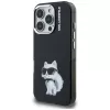 Karl Lagerfeld funda trasera IML Aquarelle Choupette & Logo para Apple iPhone 16 Pro, negro