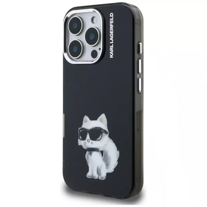 Karl Lagerfeld funda IML Aquarelle Choupette & Logo para iPhone 16 Pro Max negro