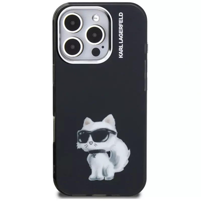 Karl Lagerfeld funda IML Aquarelle Choupette & Logo para iPhone 16 Pro Max negro