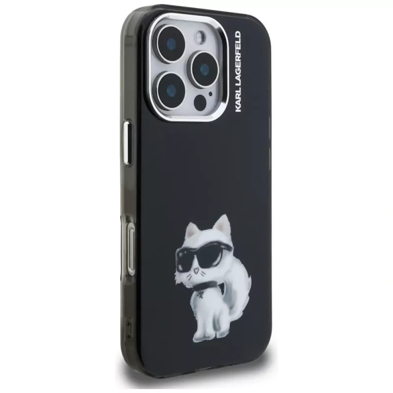 Karl Lagerfeld funda IML Aquarelle Choupette & Logo para iPhone 16 Pro Max negro