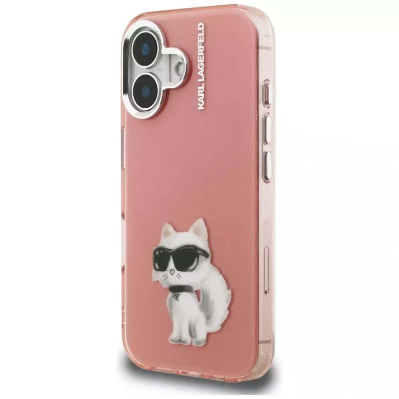 Karl Lagerfeld funda IML Aquarelle Choupette & Logo para iPhone 16, rosa