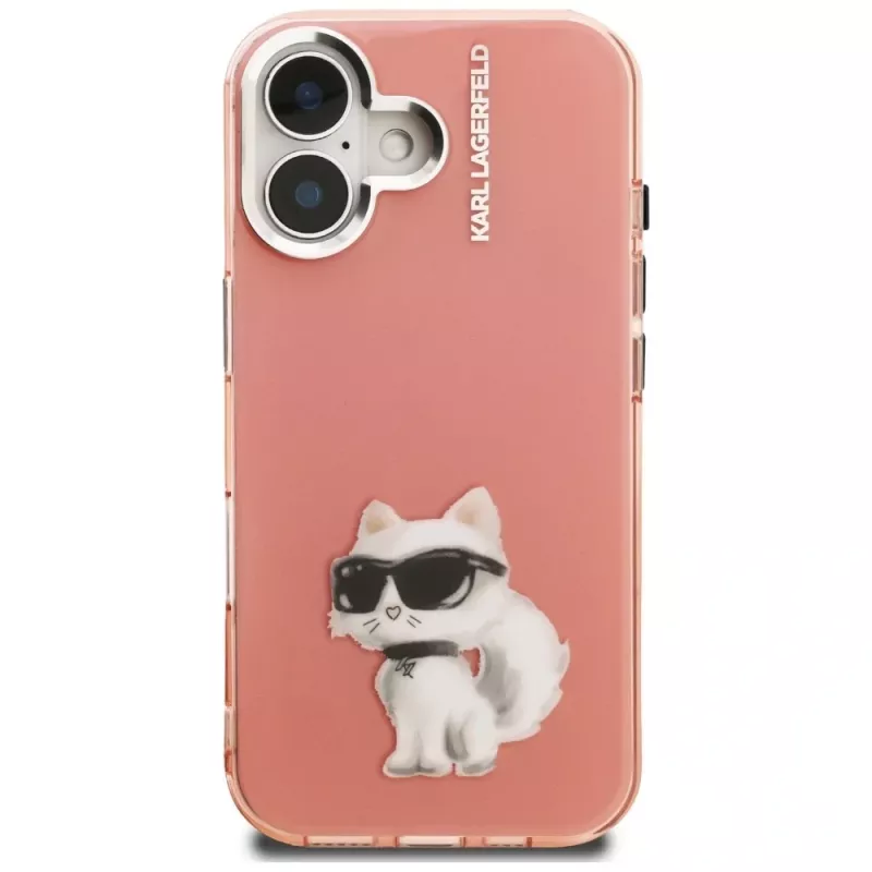 Karl Lagerfeld funda IML Aquarelle Choupette & Logo para iPhone 16, rosa