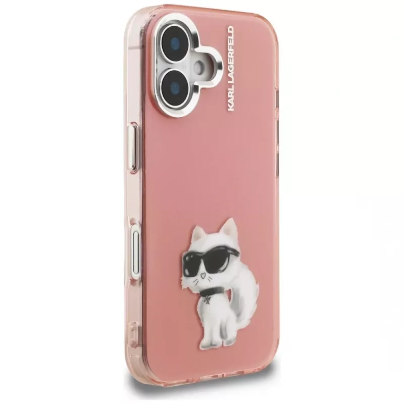 Karl Lagerfeld funda IML Aquarelle Choupette & Logo para iPhone 16, rosa