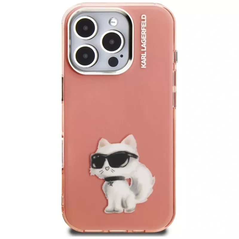 Karl Lagerfeld funda IML Aquarelle Choupette & Logo para Apple iPhone 16 Pro, rosa