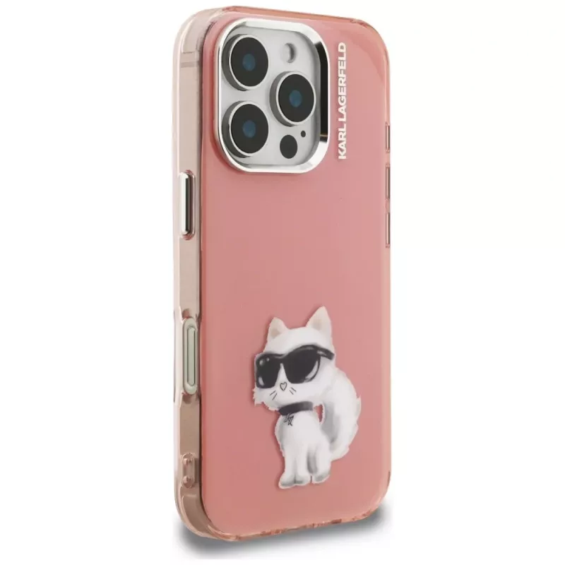 Karl Lagerfeld funda IML Aquarelle Choupette & Logo para Apple iPhone 16 Pro, rosa