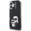 KARL LAGERFELD funda trasera IML Aquarelle Karl & Choupette & Logo para Apple iPhone 16, negro