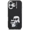 KARL LAGERFELD funda trasera IML Aquarelle Karl & Choupette & Logo para Apple iPhone 16, negro