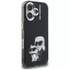 KARL LAGERFELD funda trasera IML Aquarelle Karl & Choupette & Logo para Apple iPhone 16, negro
