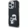 Karl Lagerfeld funda IML Aquarelle Karl & Choupette & Logo para Apple iPhone 16 Pro Max, negro