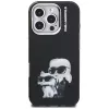 Karl Lagerfeld funda IML Aquarelle Karl & Choupette & Logo para Apple iPhone 16 Pro Max, negro