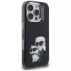 Karl Lagerfeld funda IML Aquarelle Karl & Choupette & Logo para Apple iPhone 16 Pro Max, negro