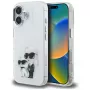 Karl Lagerfeld funda IML Aquarelle Karl & Choupette & Logo para Apple iPhone 16, blanco