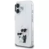 Karl Lagerfeld funda IML Aquarelle Karl & Choupette & Logo para Apple iPhone 16, blanco