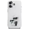 Karl Lagerfeld funda IML Aquarelle Karl & Choupette & Logo para Apple iPhone 16, blanco