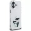 Karl Lagerfeld funda IML Aquarelle Karl & Choupette & Logo para Apple iPhone 16, blanco