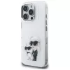 Karl Lagerfeld funda trasera IML Aquarelle Karl & Choupette & Logo para Apple iPhone 16 Pro, blanco