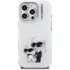 Karl Lagerfeld funda trasera IML Aquarelle Karl & Choupette & Logo para Apple iPhone 16 Pro, blanco