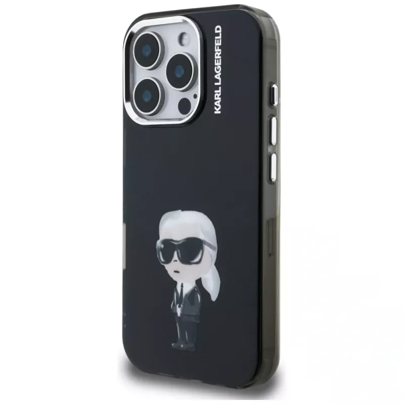 Karl Lagerfeld funda IML Aquarelle Karl & Logo para Apple iPhone 16 Pro, negro