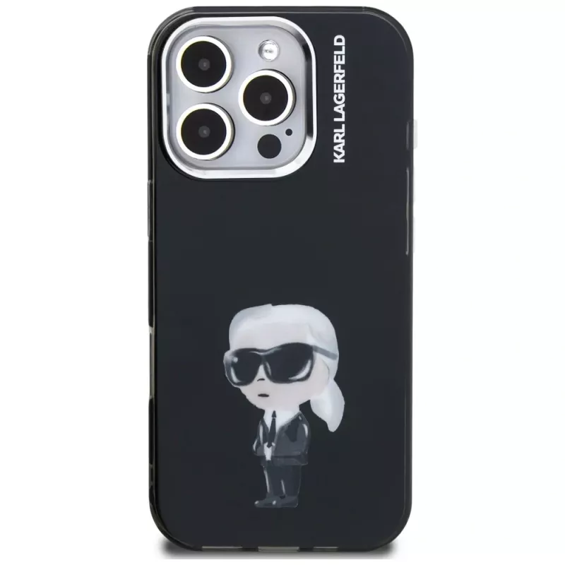 Karl Lagerfeld funda IML Aquarelle Karl & Logo para Apple iPhone 16 Pro, negro