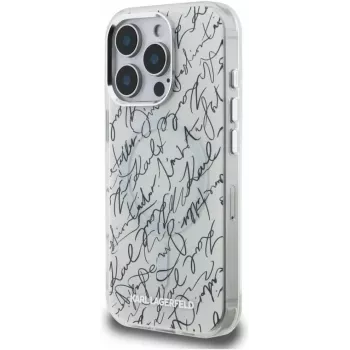 KARL LAGERFELD IML Karl ScriptPattern Funda MagSafe para Apple iPhone 16 Pro Max - Blanco