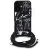 Karl Lagerfeld Crossbody GrainedPattern & Logo Funda para iPhone 16, Negro