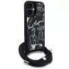 Karl Lagerfeld Crossbody GrainedPattern & Logo Funda para iPhone 16, Negro