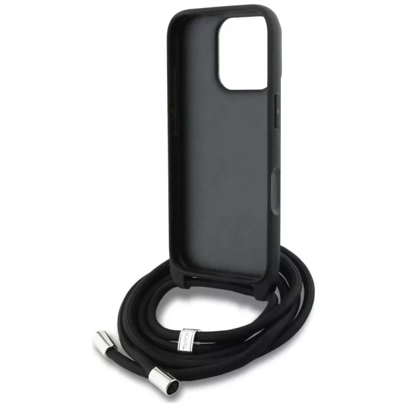 Karl Lagerfeld Crossbody GrainedPattern & Logo Funda para Apple iPhone 16 Pro Max, Negro