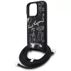 Karl Lagerfeld Crossbody GrainedPattern & Logo Funda para Apple iPhone 16 Pro Max, Negro