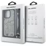 Karl Lagerfeld Crossbody Funda con patrón grabado & logo para iPhone 16 Pro Max, Gris