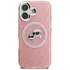 KARL LAGERFELD IML Glitter Karl & Choupette Heads Logo Funda MagSafe para Apple iPhone 16 - Rosa