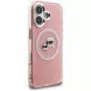 KARL LAGERFELD IML Glitter Karl & Choupette Heads Logo Funda MagSafe para Apple iPhone 16 - Rosa