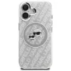 KARL LAGERFELD IML Glitter Karl & Choupette Heads Logo Funda MagSafe para iPhone 16, Gris