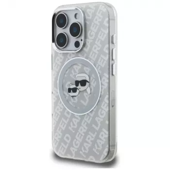 KARL LAGERFELD IML Glitter Karl & Choupette Heads Logo Funda MagSafe para iPhone 16 Pro Gris