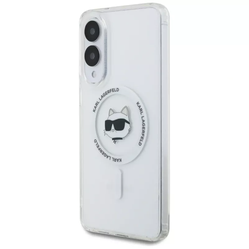 Karl Lagerfeld Button Choupette Head Printed Logo Funda MagSafe para Samsung Galaxy S25 Edge Blanco