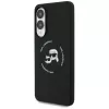 KARL LAGERFELD Silicone Double Heads and Circle funda MagSafe para Samsung Galaxy S25 Edge, negro