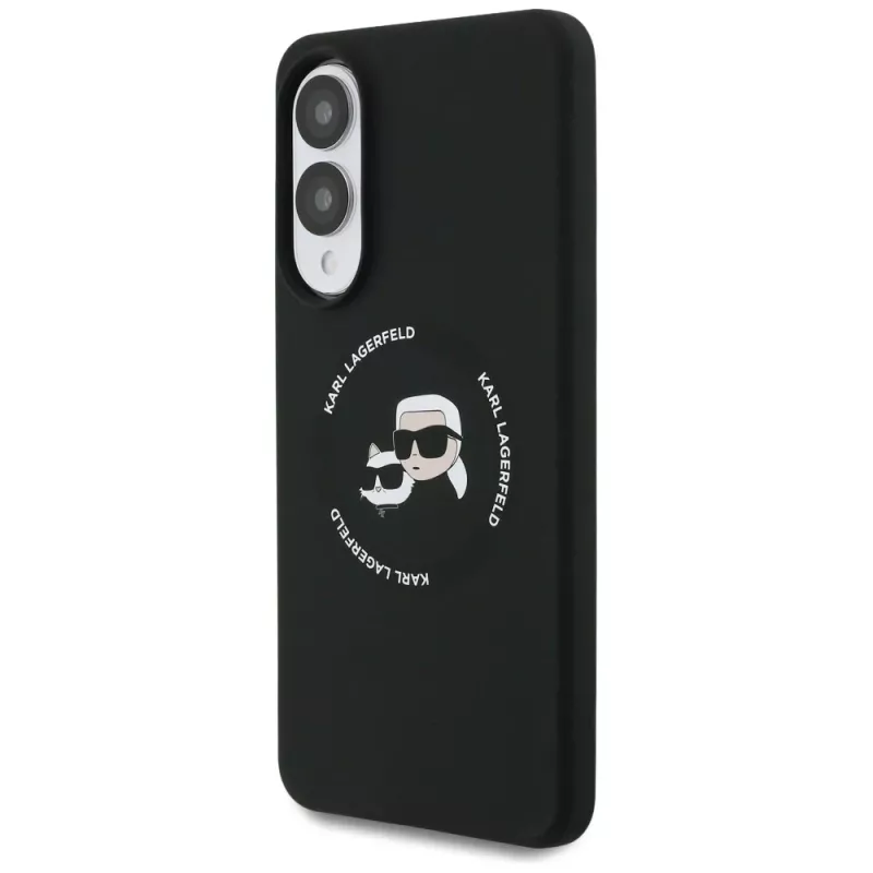 KARL LAGERFELD Silicone Double Heads and Circle funda MagSafe para Samsung Galaxy S25 Edge, negro