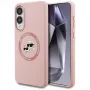 Karl Lagerfeld Silicone DoubleHeads And Circle Funda MagSafe para Samsung Galaxy S25 Edge Rosa