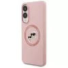 Karl Lagerfeld Silicone DoubleHeads And Circle Funda MagSafe para Samsung Galaxy S25 Edge Rosa
