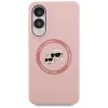 Karl Lagerfeld Silicone DoubleHeads And Circle Funda MagSafe para Samsung Galaxy S25 Edge Rosa